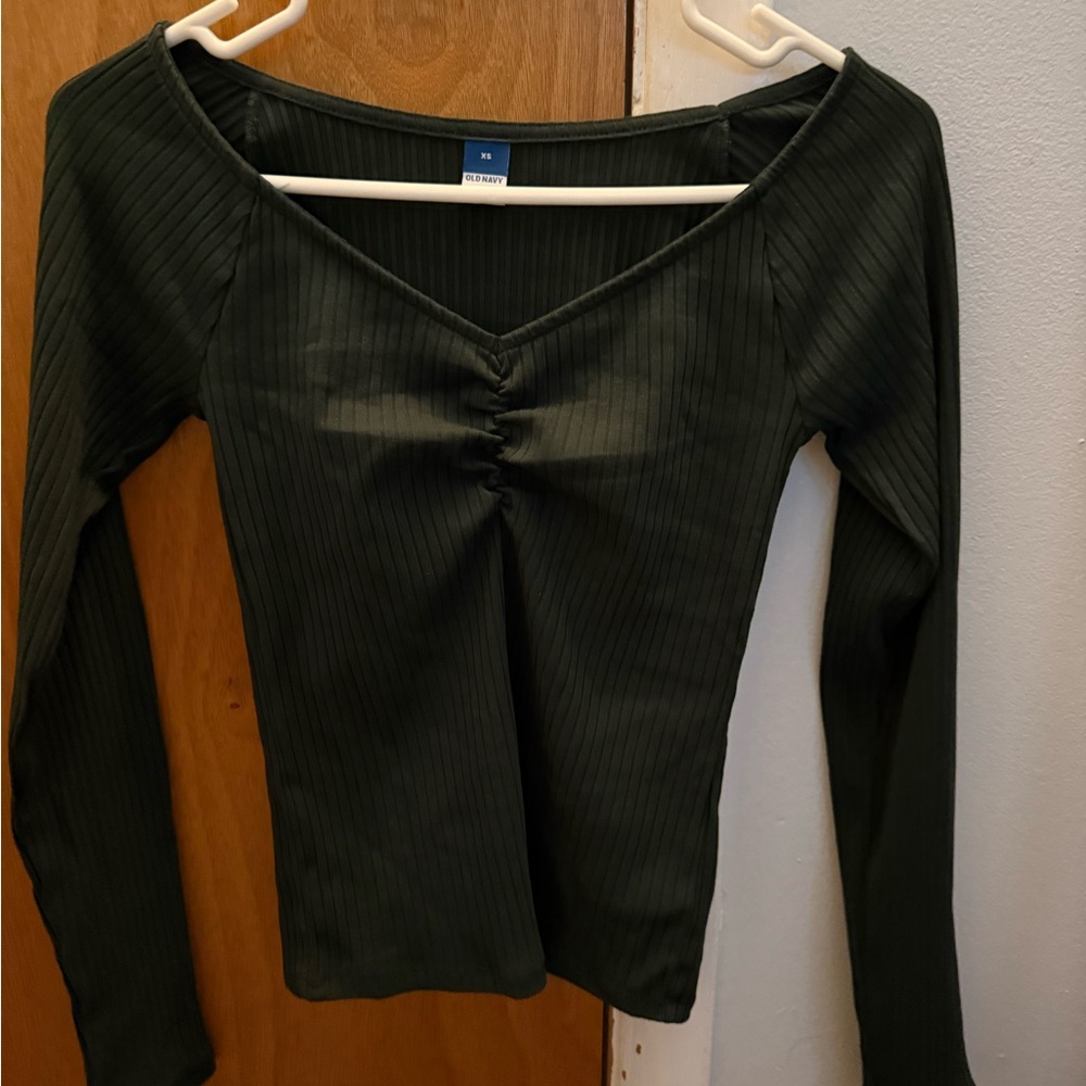 Old Navy Black Ruched Fitted Blouse